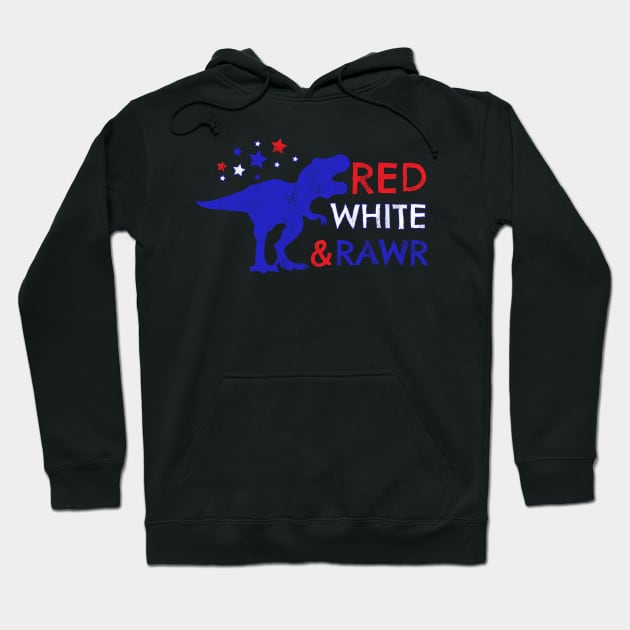 Red white & Rawr  Vintage for the 4th of July Hoodie by eyoubree